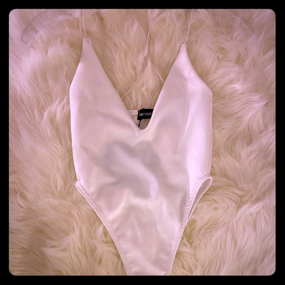 White High Leg Double Strap Bodysuit